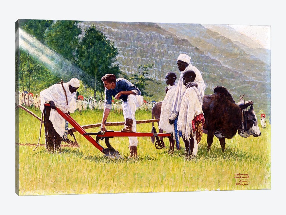 The Peace Corps in Ethiopia   by Norman Rockwell 1-piece Canvas Print