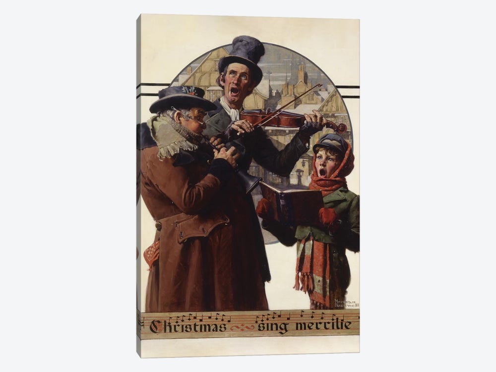 Christmas Trio by Norman Rockwell 1-piece Canvas Art Print