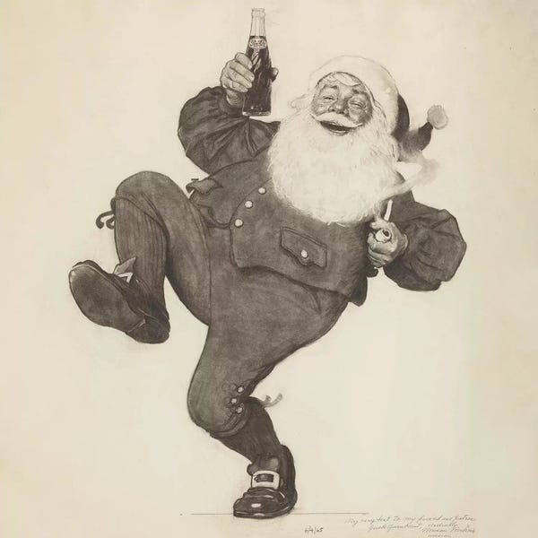 Norman Rockwell: Pepsi Cola Santa by Norman Rockwell