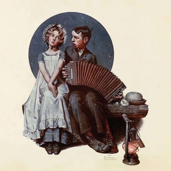Norman Rockwell: Boy and Girl With Concertina by Norman Rockwell