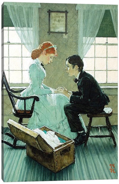 Huck Talking to Mary Jane Canvas Art Print - Norman Rockwell