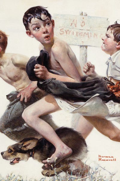 Child Portraits: No Swimming by Norman Rockwell