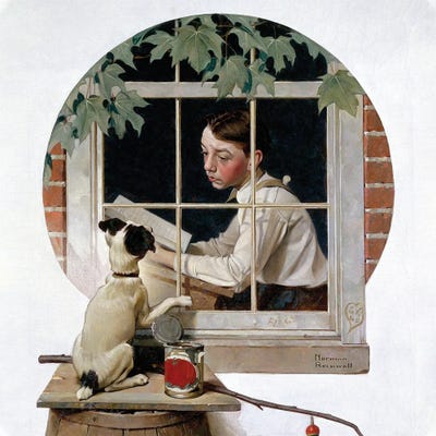 Schoolboy Gazing Out Window by Norman Rockwell canvas print