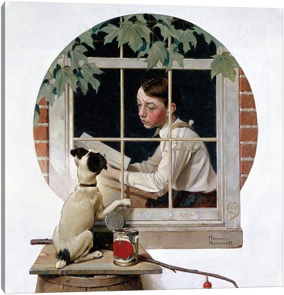 Schoolboy Gazing Out Window Canvas Art Print - Classic Fine Art