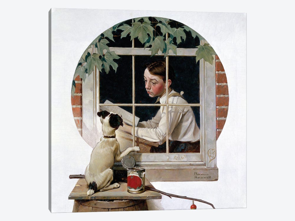 Schoolboy Gazing Out Window by Norman Rockwell 1-piece Canvas Art Print