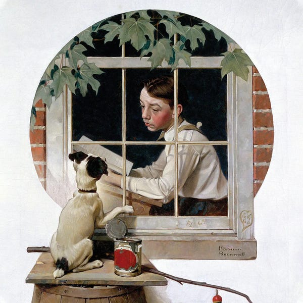 Norman Rockwell: Schoolboy Gazing Out Window by Norman Rockwell