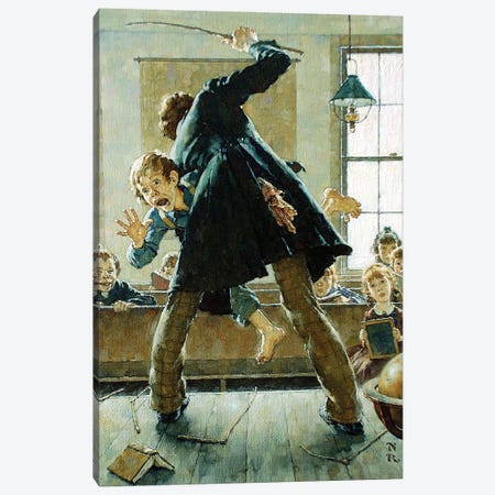 Schoolmaster Flogging Tom Sawyer Canvas Print #NRL442} by Norman Rockwell Canvas Art Print