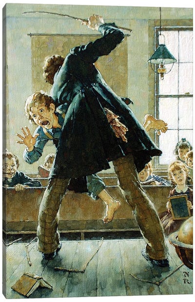 Schoolmaster Flogging Tom Sawyer Canvas Art Print - Teacher Art