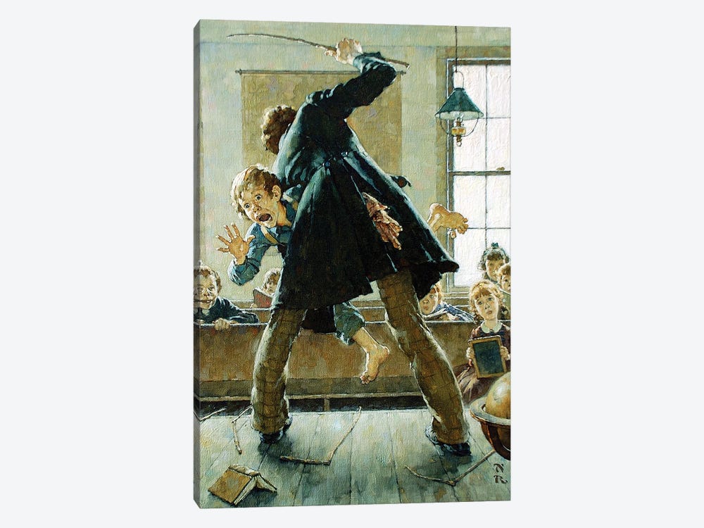 Schoolmaster Flogging Tom Sawyer by Norman Rockwell 1-piece Canvas Art