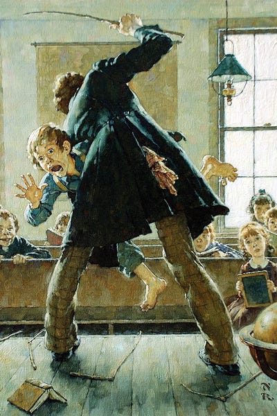 Teachers: Schoolmaster Flogging Tom Sawyer by Norman Rockwell