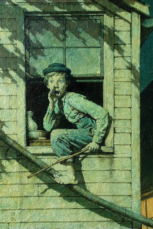 Tom Sawyer Sneaking Out Window