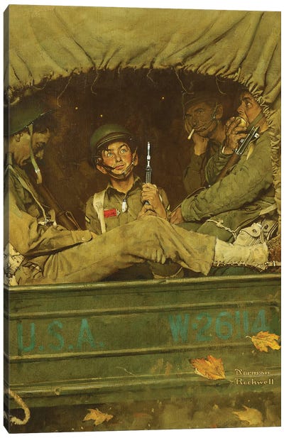 Willie Gillis In Convoy Canvas Art Print - Norman Rockwell