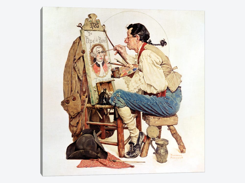 Pipe And Bowl Sign Painter by Norman Rockwell 1-piece Canvas Print
