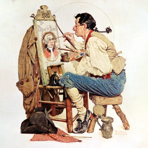 Norman Rockwell: Pipe And Bowl Sign Painter by Norman Rockwell