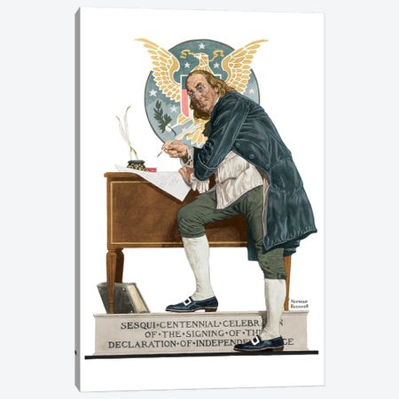 Ben Franklin’s Sesquicentennial Canvas Print #NRL463} by Norman Rockwell Canvas Art Print