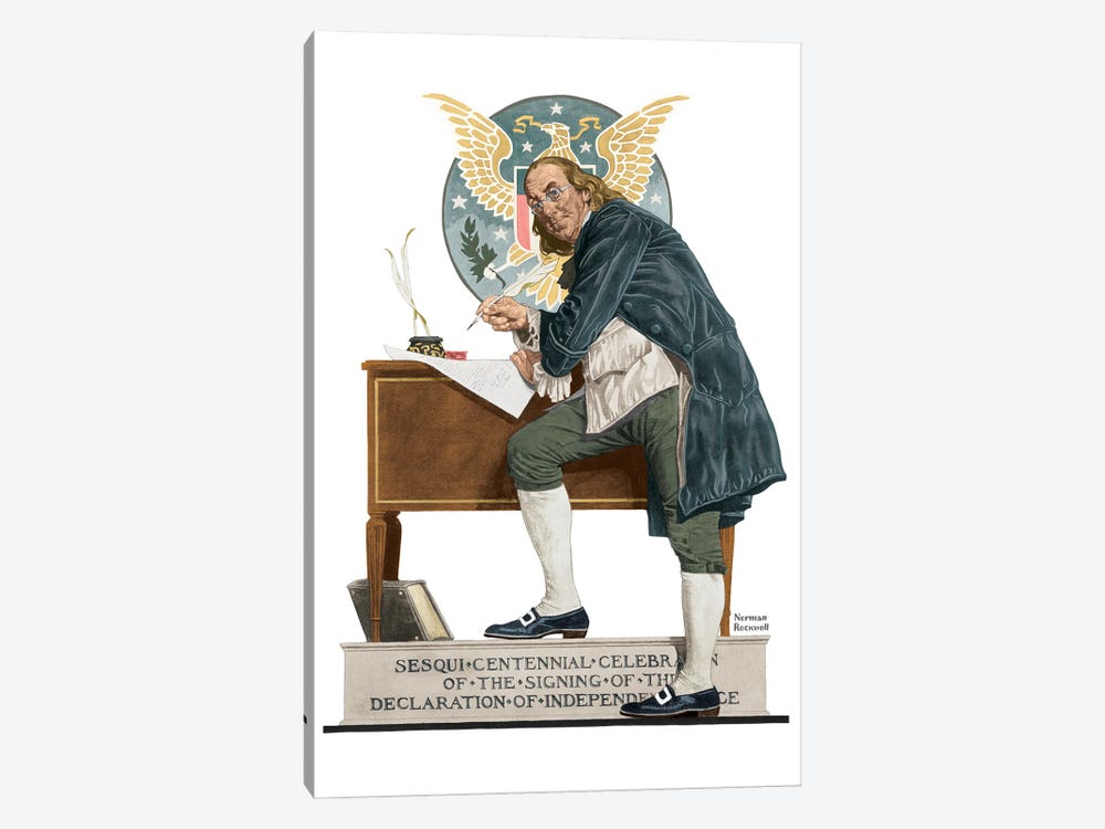 Ben Franklin’s Sesquicentennial by Norman Rockwell 1-piece Canvas Print
