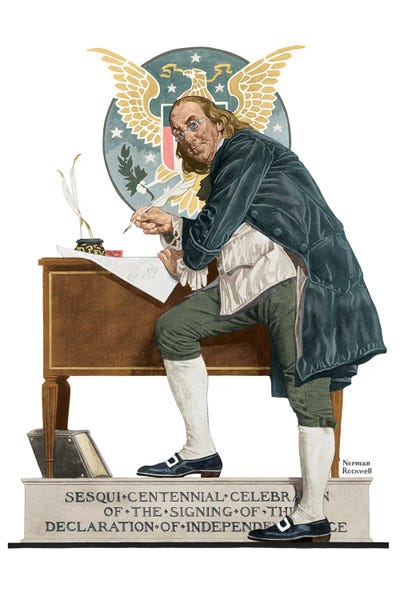 Norman Rockwell: Ben Franklin’s Sesquicentennial by Norman Rockwell