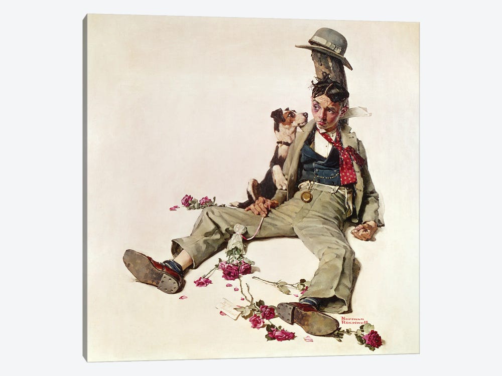 Man With Flowers Strewn Around by Norman Rockwell 1-piece Canvas Wall Art