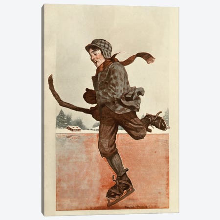 Boy Skating Canvas Print #NRL466} by Norman Rockwell Canvas Wall Art