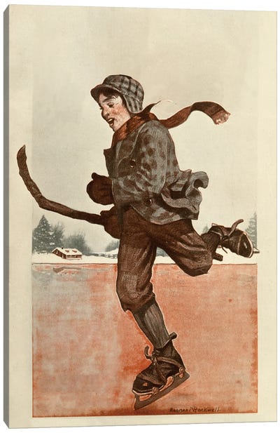 Boy Skating Canvas Art Print - Vintage Christmas Décor
