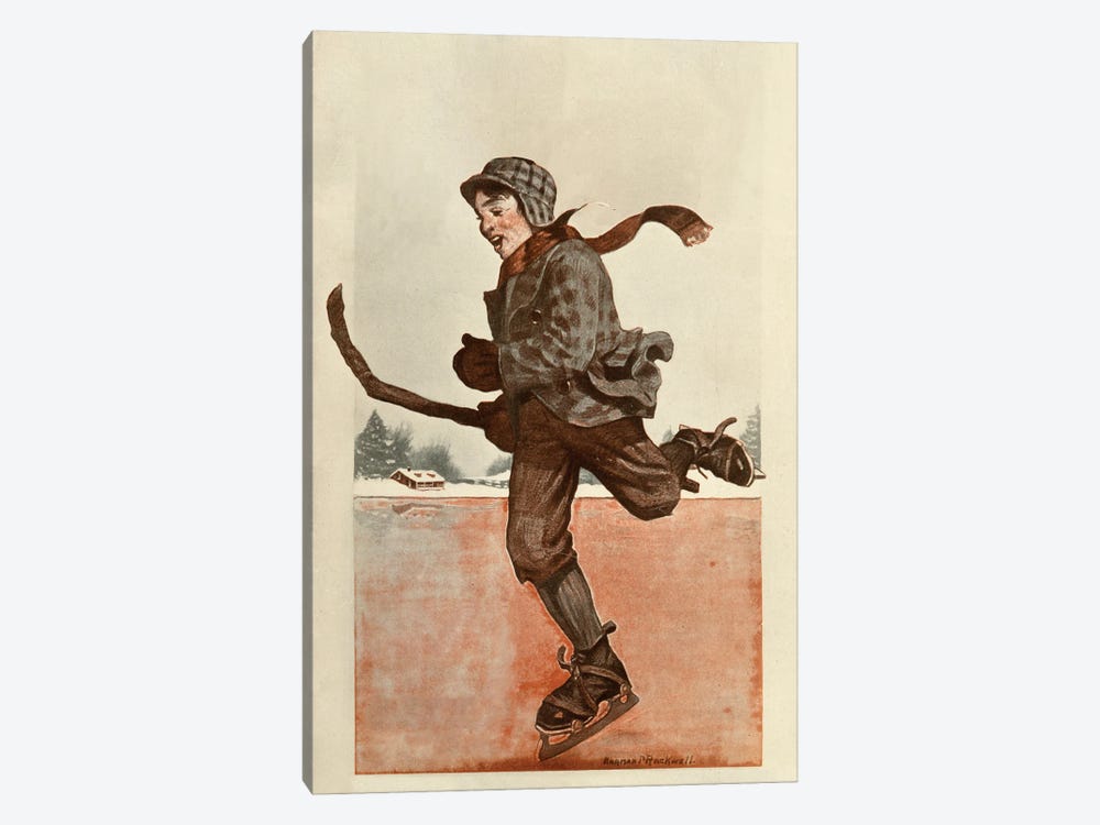 Boy Skating by Norman Rockwell 1-piece Canvas Wall Art