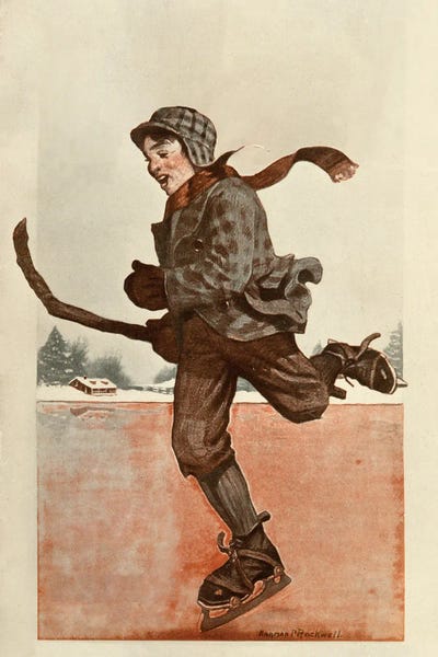 Ice Skating: Boy Skating by Norman Rockwell