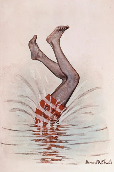 Swimming: Tail End of a Dive by Norman Rockwell