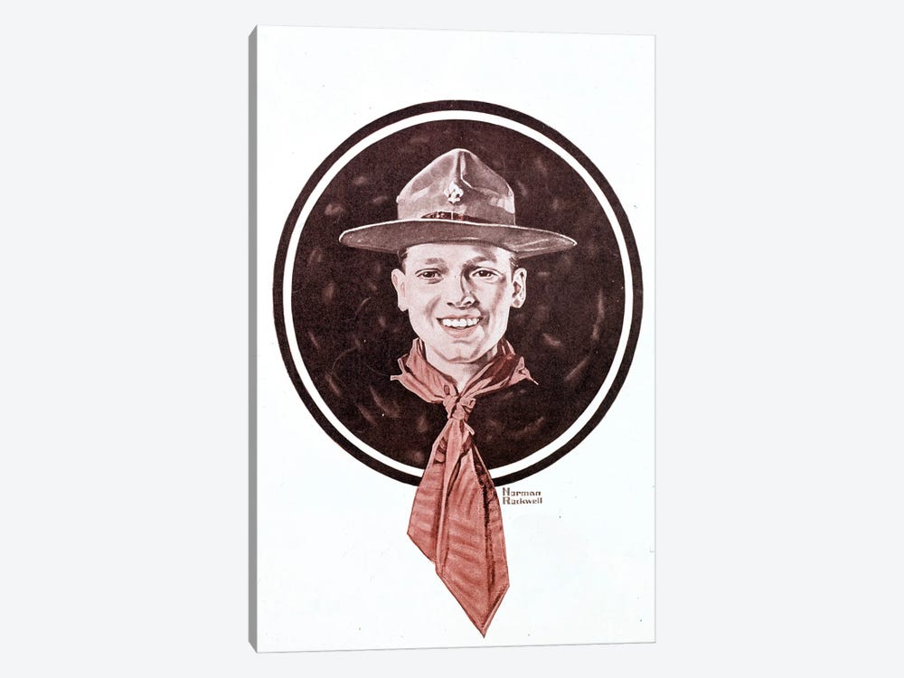 Head of Boy Scout by Norman Rockwell 1-piece Canvas Wall Art