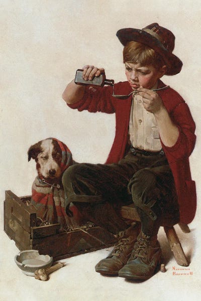 Child Portraits: Sick Puppy by Norman Rockwell