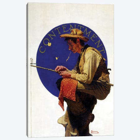 Man Fishing Canvas Print #NRL475} by Norman Rockwell Canvas Art Print