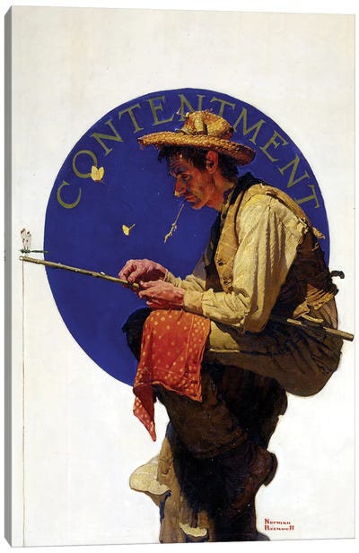 Man Fishing Canvas Art Print - Norman Rockwell