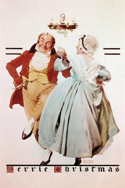 Norman Rockwell: Couple Dancing Under Mistletoe by Norman Rockwell
