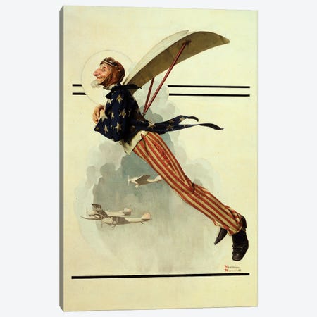 Flying Uncle Sam Canvas Print #NRL477} by Norman Rockwell Canvas Art Print