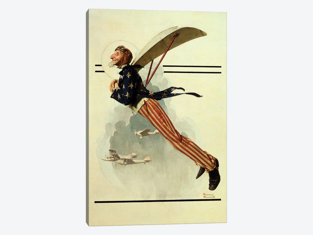 Flying Uncle Sam by Norman Rockwell 1-piece Canvas Wall Art