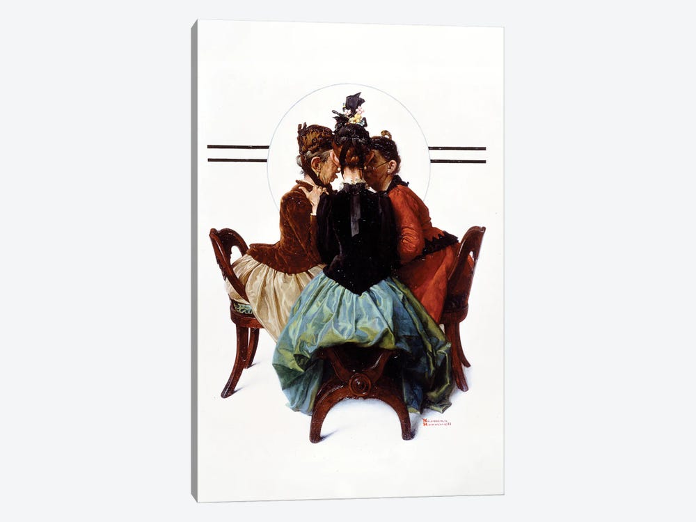 Three Gossips by Norman Rockwell 1-piece Canvas Artwork