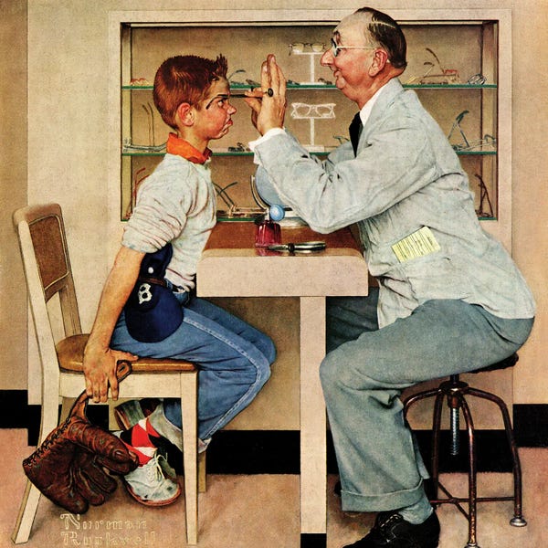 Norman Rockwell: At The Optometrist (Eye Doctor) by Norman Rockwell