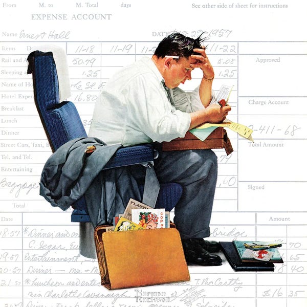 Norman Rockwell: Balancing The Expense Account by Norman Rockwell