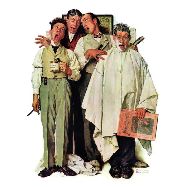 Office Humor: Barbershop Quartet by Norman Rockwell