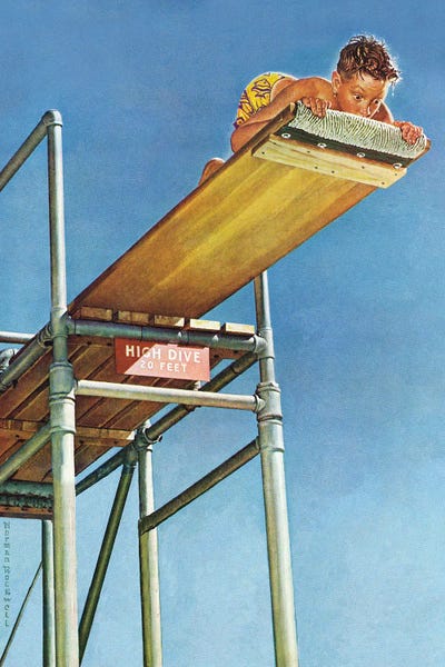 Norman Rockwell: Boy on High Dive by Norman Rockwell