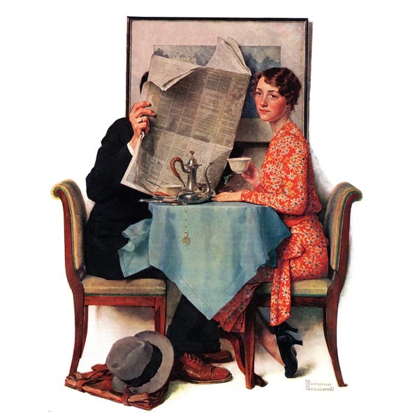 Norman Rockwell: Breakfast Table (Behind The Newspaper) by Norman Rockwell