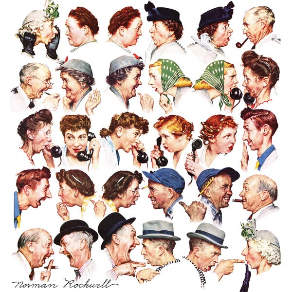 Office Humor: Chain Of Gossip by Norman Rockwell