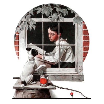 Dog Outside (Patient Friend) by Norman Rockwell metal wall art