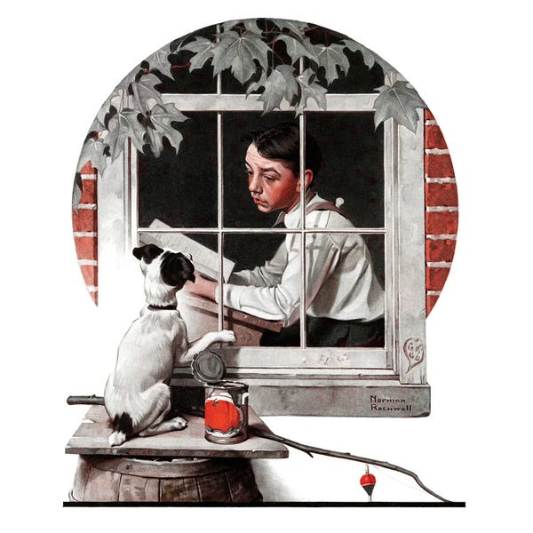 Office Humor: Dog Outside (Patient Friend) by Norman Rockwell