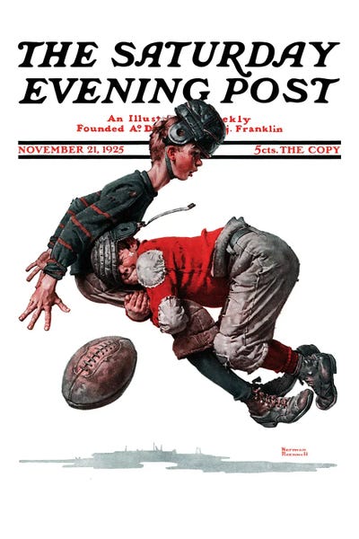 Office Humor: Fumble (Tackled) by Norman Rockwell