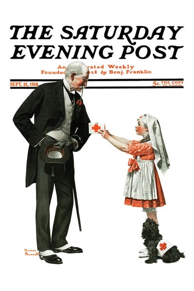 Norman Rockwell: Giving To Red Cross by Norman Rockwell