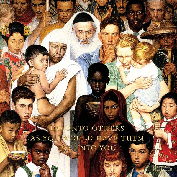 Norman Rockwell: Golden Rule (Do Unto Others) by Norman Rockwell