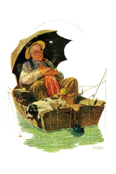 Fine Art Print: Gone Fishing by Norman Rockwell