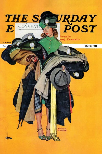 Office Humor: Hatcheck Girl by Norman Rockwell