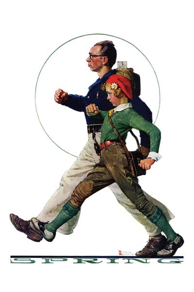 Hikers by Norman Rockwell multi panel art