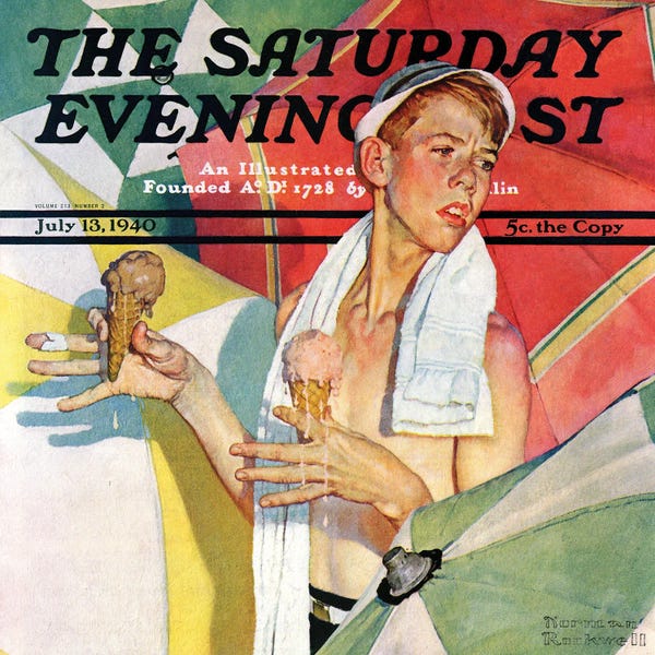 Office Humor: Melting Ice Cream (Joys Of Summer) Cover by Norman Rockwell